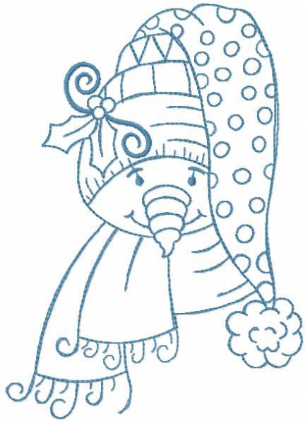 Snowman christmas vintage style free embroidery design