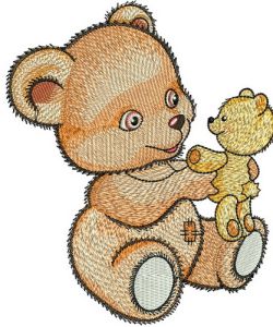 Teddy bear with teddy bear embroidery design
