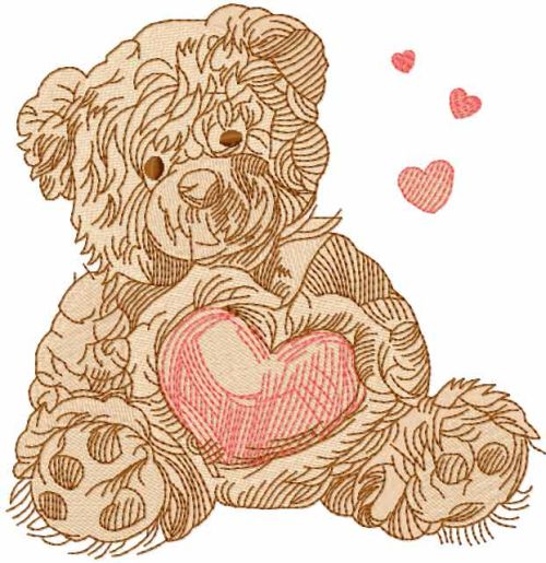 Old bear toy embroidery design 11