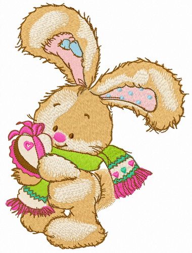 Bunny with chocolate sweets machine embroidery design