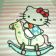 Hello kitty riding horse design in embroidery hoop