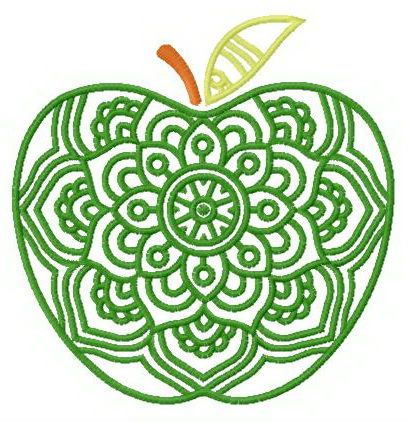 Green ripe apple machine embroidery design