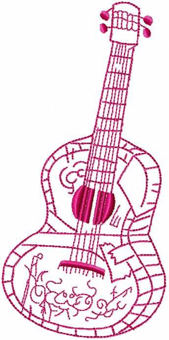 Mexican guitar embroidery design