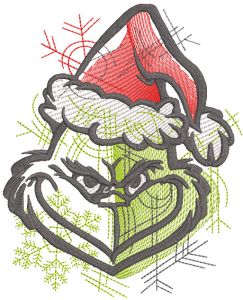 Grinch new Christmas look embroidery design