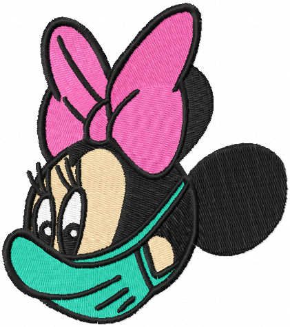 Minnie mouse with nurse mask embroidery design