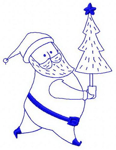 Santa with fir-tree 4 machine embroidery design