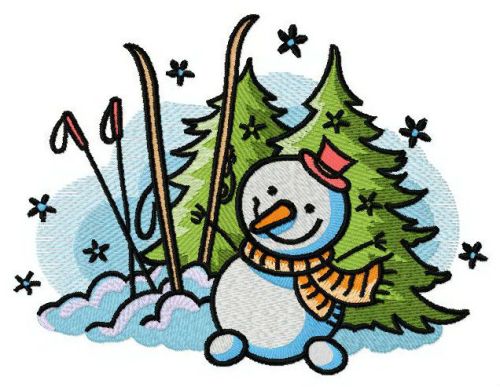 Happy snowman 2 machine embroidery design
