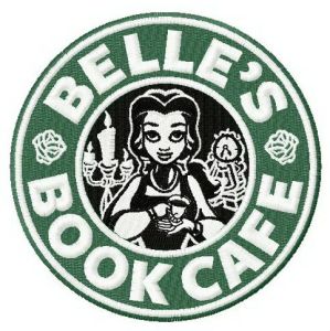 Belle's book cafe embroidery design