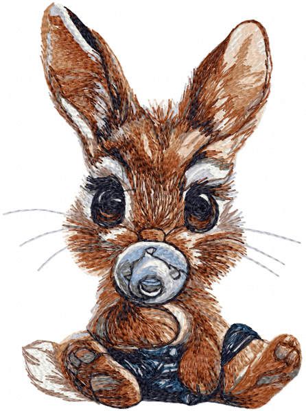 Bunny with rubber pacifier embroidery design
