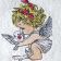 Embroidered Angel with bird design