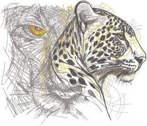 Two big cats embroidery design