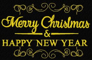 Merry Christmas and Happy New Year embroidery design