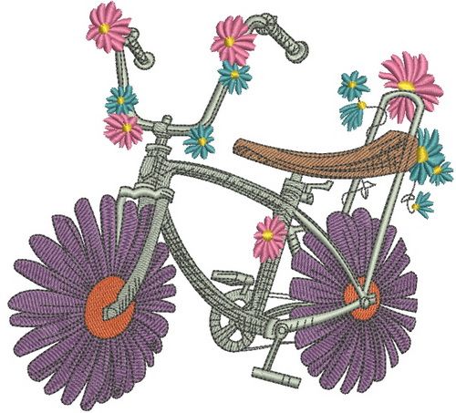 Chamomile bicycle machine embroidery design