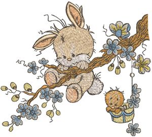 Hold on, bunny! embroidery design