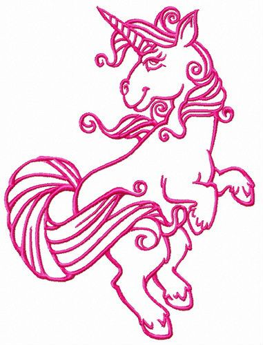 Unicorn prancing machine embroidery design