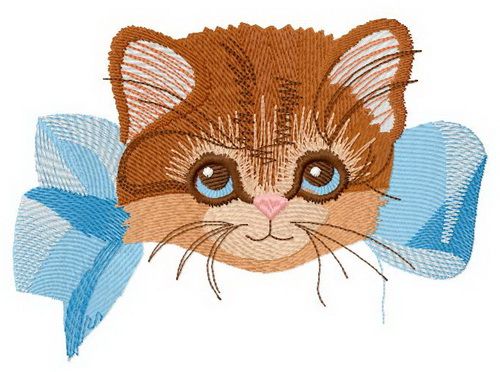 Kitten with bow 2 machine embroidery design