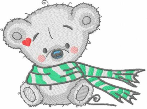 Small grey teddy bear embroidery design