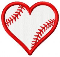 Baseball heart embroidery design