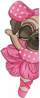 Pug dog funny ballerina embroidery design