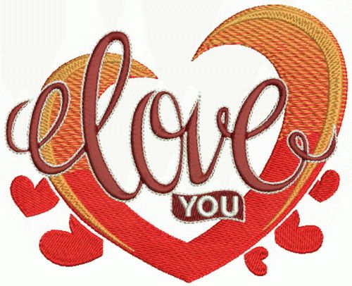 Love you 4 machine embroidery design      