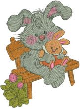 Bunny with toy bunny 2 embroidery design
