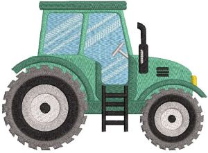 Green tractor embroidery design