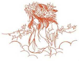 Prayer on clouds embroidery design