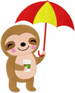 Koala with coffee and umbrella embroidery design