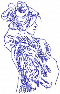 Winter cold woman embroidery design
