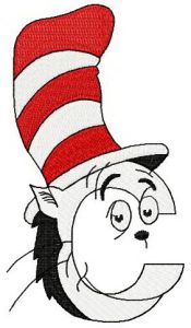 Dr. Seuss alphabet letter C embroidery design
