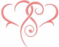 Two red heart free embroidery design