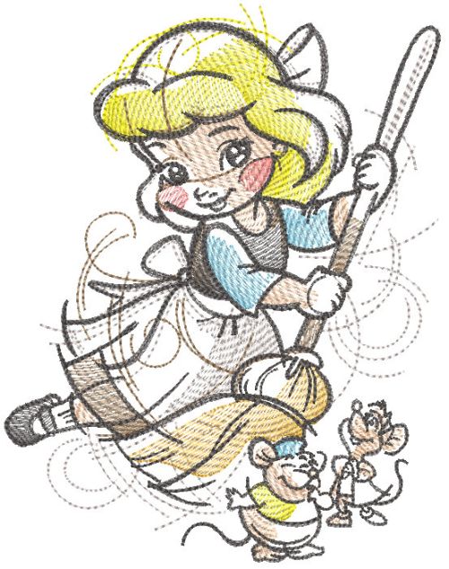 Cinderella Gus and Jaq embroidery design