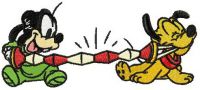 Pluto and Goofy playing harmonica embroidery design