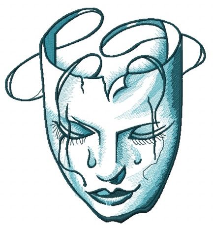 Mask of sadness machine embroidery design
