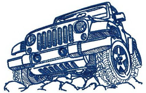 Jeep offroad machine embroidery design