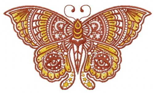 Star and moon butterfly machine embroidery design