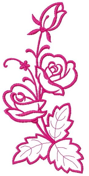 Pink rose machine embroidery design