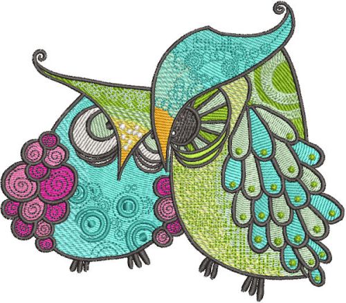 Grouchy owls embroidery design 2