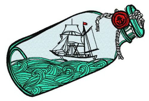 Ship in the bottle 2 machine embroidery design