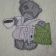 Teddy bear favorite tea and evening newspaper design on embroidered towel