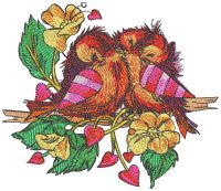 Loving couple of sparrows embroidery design
