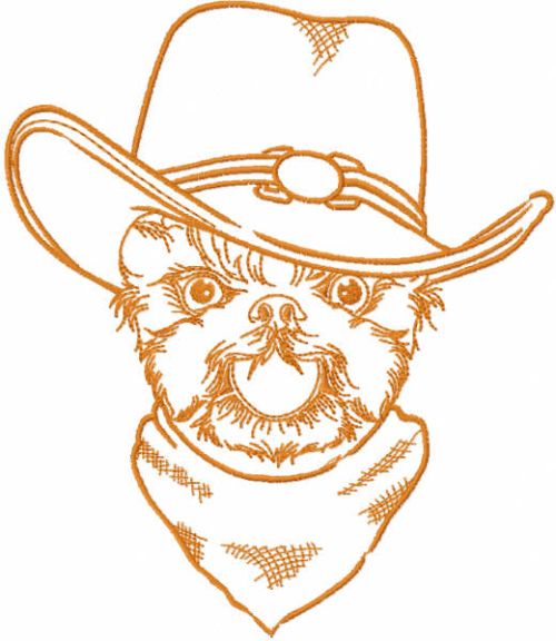 Happy dog cowboy embroidery design
