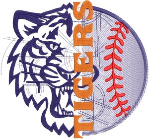 Baseball Tigers logo embroidery design