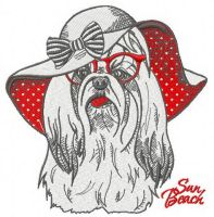 Maltese dog hat wide brim embroidery design