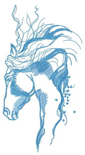 Pensive horse sketch machine embroidery design