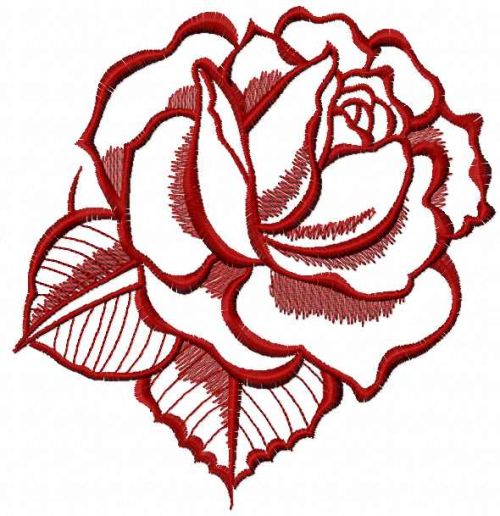 Dark red rose free embroidery design