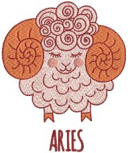Aries zodiac sign embroidery design