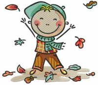 Autumn boy embroidery design