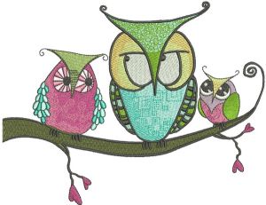 Bizarre owls embroidery design