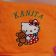 Orange bath towel with Hello kitty embroidered on it